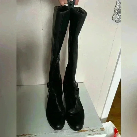 Sugar Black Leatherette Women's Buckled High Heel Boots Sz 8.5 - Picture 5 of 10